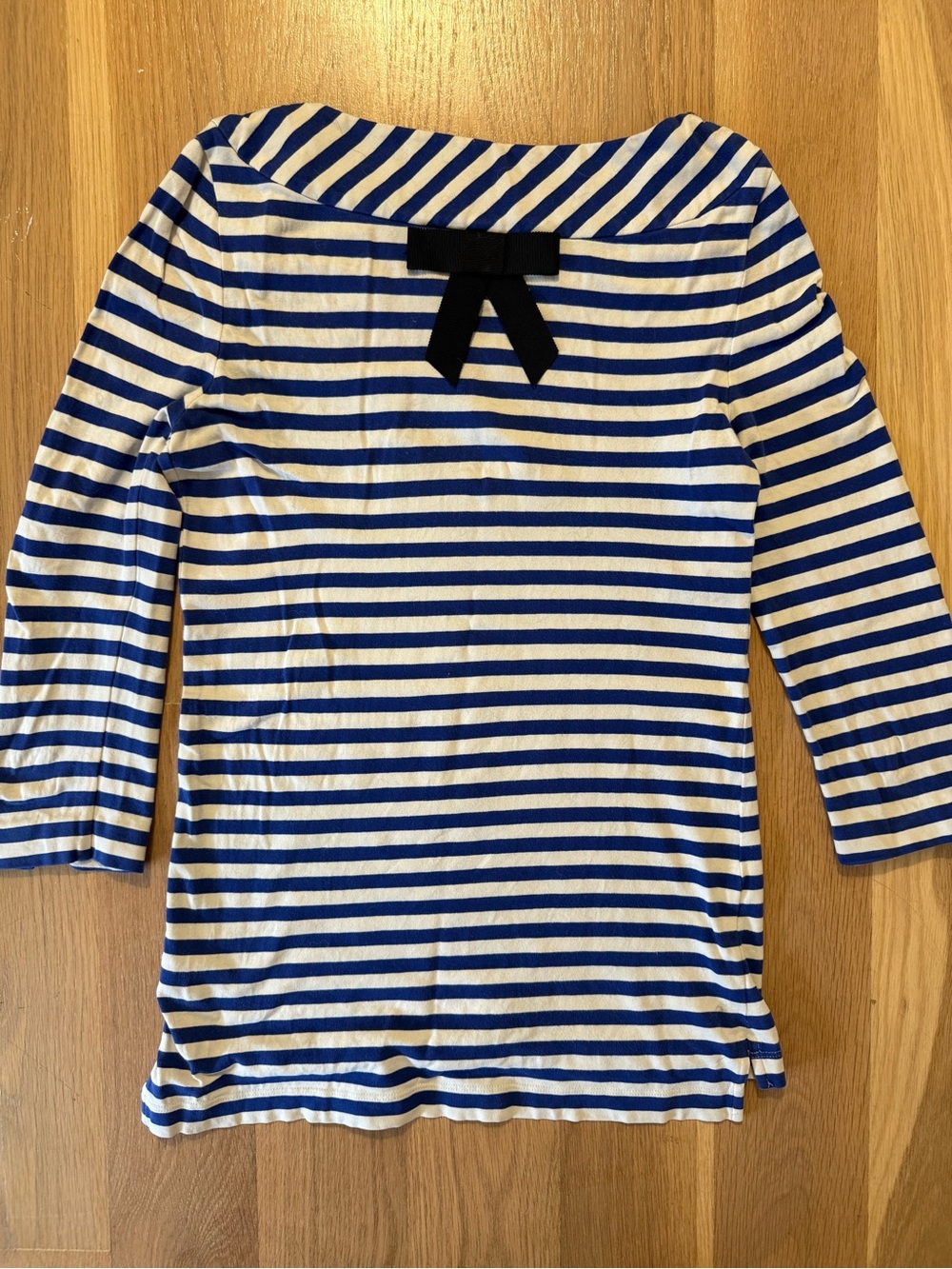 Kate Spade Blue and White Striped Top with bow on the back size XS